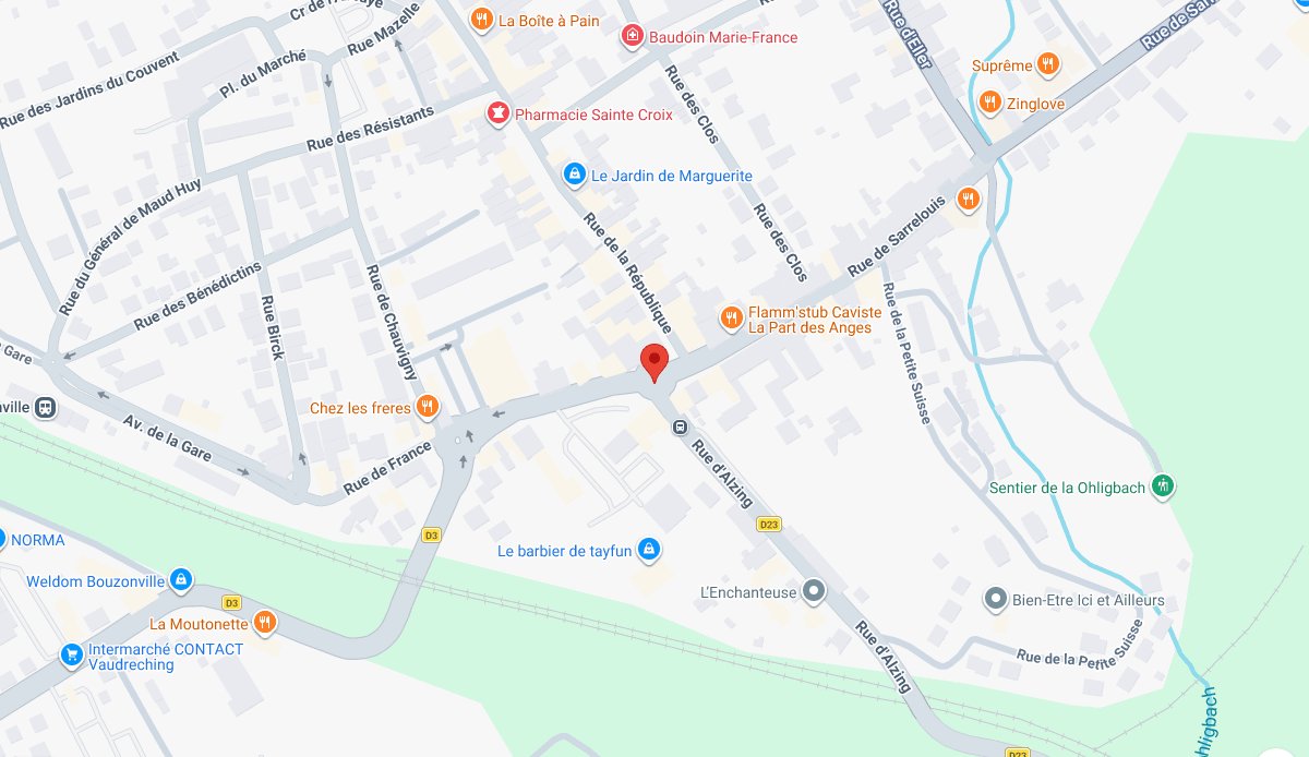 Plan d'accès : 3 place du Général de Gaulle, Bouzonville